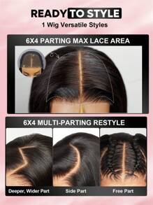 ALL READY WIG Parrucca a onde d'acqua in capelli naturali di colore nero con chiusura in pizzo trasparente senza colla 180% di densità, lunghezza 8-30 pollici, realizzata in 9AM 6*4 Pre sbiancato