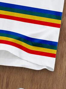 Manfinity Joysei Men's Fashion Striped T-Shirt, Suitable For Summer, Friend's Gift, Lgbtq Clothes, Pride Clothes, Cropped T Shirt Gay Men - Multicolor - View 3