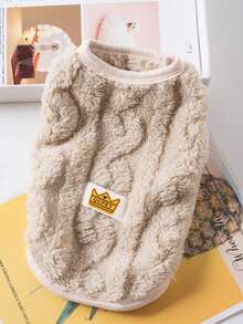 狗狗毛衣背心柔软冬季寒冷天气保暖套头无袖小狗衣服适合中小型犬幼犬室内户外 - 卡其色 - 查看 2