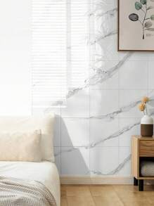 10 piezas de 0,9 m² Pegatinas de azulejos con patrón de mármol gris oscuro, tablero de plástico y aluminio impermeable y a prueba de humedad, papel autoadhesivo para renovación y decoración de paredes para el Día de San Valentín, Bodas de San Valentín, Cumpleaños
