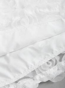 SHEIN LUNE 新款春季女士两件套，浪漫 3D 花卉法式复古优雅修身纹理紧身连衣裙 - 白色 - 查看 3