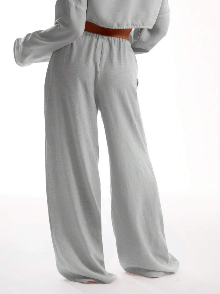 MUSERA Tie Front Linen Feel Beach Trousers Cover Up Summer Boho Vacation Holiday Party Spring Casual - Grey - View 2