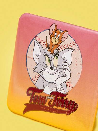 TOM & JERRY X SHEIN 1pc Cartoon & Letter Graphic Ombre Square Anime Badge
