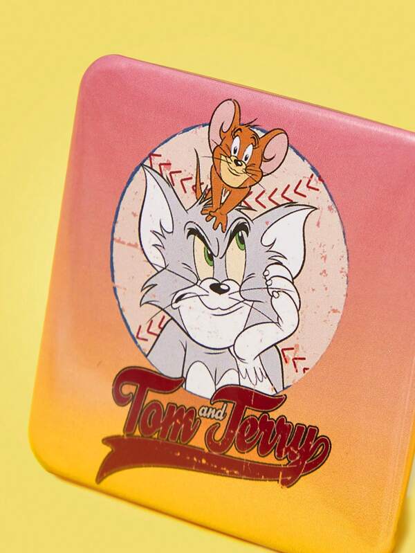 TOM & JERRY X SHEIN 1pc Cartoon & Letter Graphic Ombre Square Anime Badge