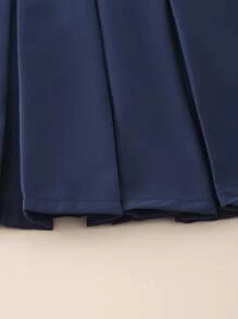 Elladie kids Girlhood Core 女孩纯色褶饰蝴蝶结点缀休闲日常服装，粉色 - 寶藍色 - 查看 4