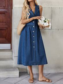 EMERY ROSE Women Casual Sleeveless Denim Midi Dress, Blue Easter Dress Women Summer Outfits For Womengraduation Dress Wedding Guest Dress Women Bohemia Easter Outfit Women Graduation Dresses For Women Women Summer Clothes Vacation Business Casual Woman Boho Vacation Outfits Woman Concert Outfit Women Boho Women's Clothing Festival Outfits Country Concert Outfit Teacher Outfits For Women Modest Dresses For Women Jumpsuit For Women Spring Outfits For Women