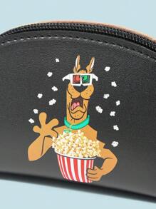 SCOOBY-DOO X SHEIN Cartoon Printed Black Compact Stylish Large Capacity Coin Purse - Black - View 5