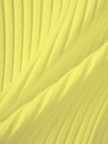 Franclia Blusa de punto informal sin mangas con cuello redondo y contraste de malla para mujer - Amarillo - Ver 3