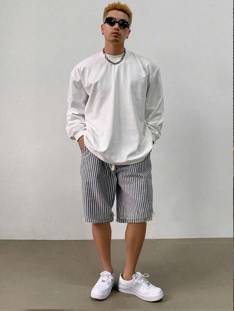 Men's Four Seasons Stripe Pants, Fashionable For Summer
