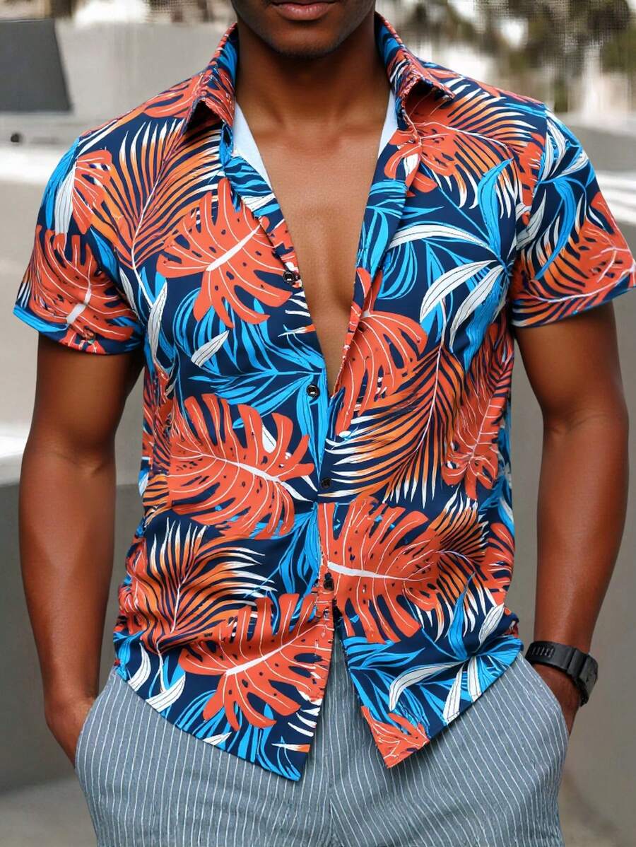 Manfinity RSRT Men Tropical Print Beach Shirt Without Tee - Multicolor - View 1