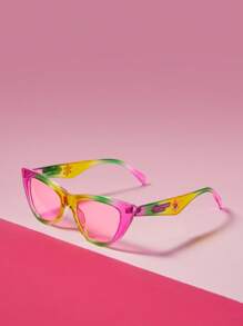 THE POWERPUFF GIRLS X SHEIN 花朵与字母印花渐变色动感时尚眼镜 - 彩色 - 查看 1