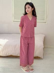 DAZY 青少年女孩秋季睡衣 青少年女孩 - 粉色 - 查看 2