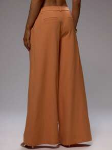 MUSERA Low Rise Woven Elegant Wide Leg Trousers Only For Summer Vacation Wedding Guest Graduation Formal - Orange - View 4