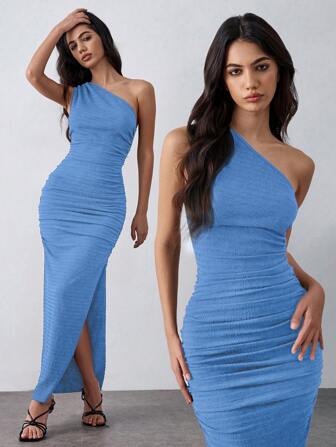 Lumivelle Knit Elastic Textured Dress Bodycon Stretch Dress Coffee Color Sleeveless Bodycon Dress