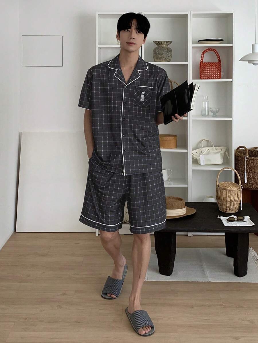 DAZY Summer Men's Casual Shirt With Label Matched Loungewear Set Pajama - Multicolor - View 1