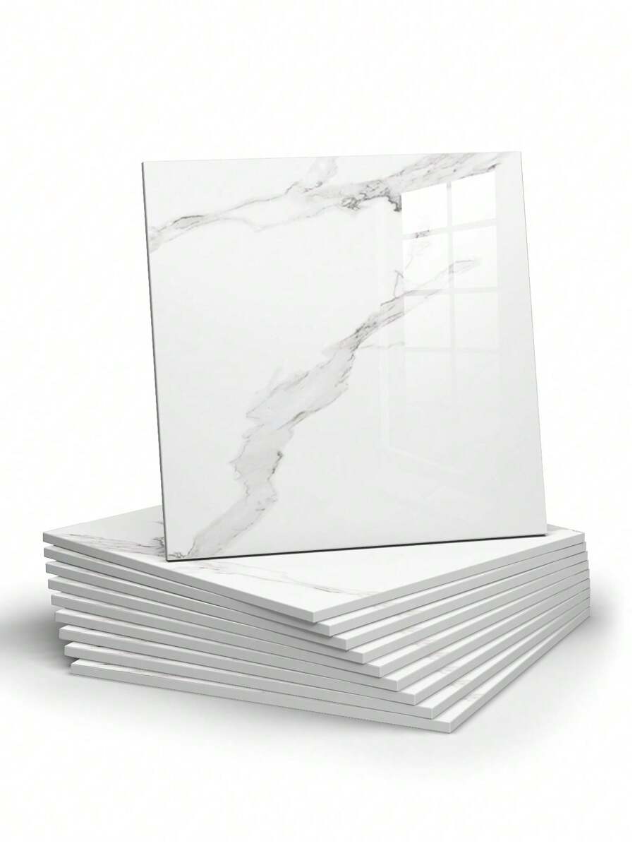 10 piezas de 0,9 m² Pegatinas de azulejos con patrón de mármol gris oscuro, tablero de plástico y aluminio impermeable y a prueba de humedad, papel autoadhesivo para renovación y decoración de paredes para el Día de San Valentín, Bodas de San Valentín, Cumpleaños