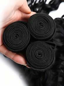 Water Wave Human Hair Bundles Brazilian Virgin Hair 3 Bundles Wet And Wavy Human Hair Bundles Hair Extensions Double Strong Weft - Natural Black - View 4