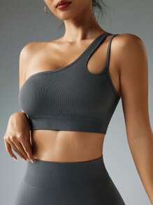 SHEIN Sport Studio Einfarbiger nahtloser rückenfreier Sport-BH mit einem Träger