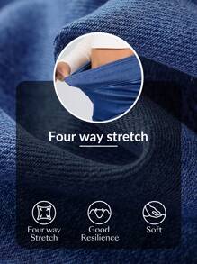 Flexra Plus Size Women's Drawstring Stretchy Knit Side Denim Mini Skirt - Blue - View 8