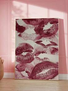 SHEIN 1/2 pièces Tableau mural de style vintage avec lèvres rouges et baiser. Impressions sur canevas, peintures esthétiques chics, affiche romantique, décor pour la chambre, le salon, cadeau pour elle, couples ou Saint-Valentin, sans cadre