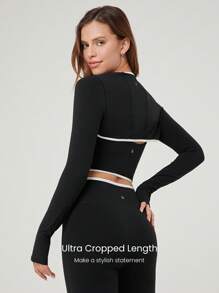 GLOWMODE FeatherFit™ Cropped Limitless Long Sleeve Tank Shrug Top With Thumbhole Low Impact Yoga Daily Summer