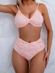 Swim Mod Set bikini a fascia con nodo intrecciato e colori a contrasto per le donne