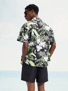 Surfspeed Men's Tropical Plant Print Short Sleeve Shirt And Shorts Beach Set - Multicolor - View 2