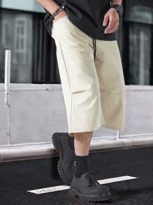 Claim Dot Men's Casual Solid Color Drawstring Waist Shorts Men Clothes Men Shorts