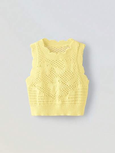 Maija Kids Maija Kids Colete de malha curto casual solto com padrão floral para meninas