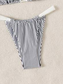 Swim Mod Costume da bagno a bikini da donna a righe sexy, design a stampa casuale, per l'estate in spiaggia