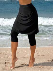 Swim Mulvari Women Solid Color Minimalist Swimwear Bottom, Suitable For Summer