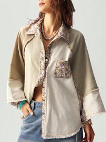 Bohemela 女士宽松编织 3/4 袖度假休闲衬衫 - 彩色 - 查看 5