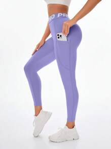Sovereign Charm Slimming Shaping High Waist Yoga Leggings - Purple - View 3