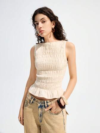 LYSMO 2025 New Arrival Boho Women Elastic Pleated Camisole