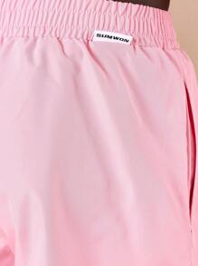 SUMWON Premium Pull-On Athletic Swim Trunks Elastic Waistband Summer Beach Pool Shorts Athletic Sport Swimwear For Swimming Vacation Casual Comfortable Regular Fit - Pink - View 8