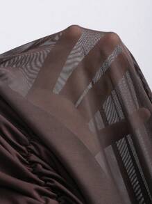 Sweetra Damen Mesh Patchwork körperbetont elegantes langes Kleid, Twist Knoten Dekor, Berufskleidung