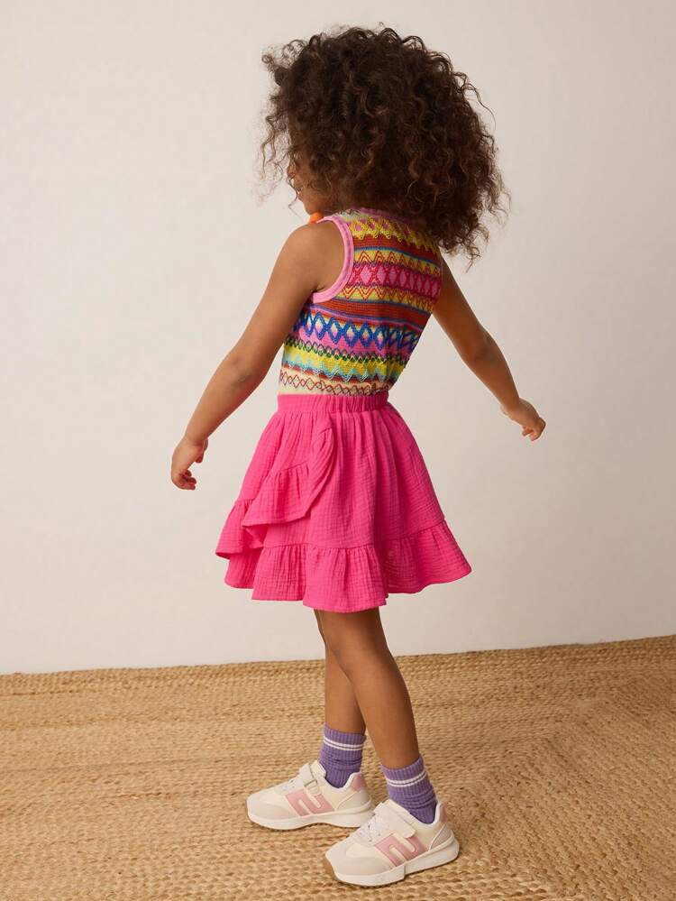 Asymmetric Ruffle Hem Loose Casual Skirt For Young Girls