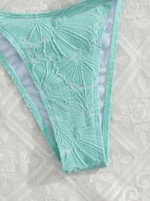 Swim Mod Springbreak 2pcs Women Beach Vacation Outfits, Solid Color Floral Print Ruched Thick Strap Cute Bikini Set For Summer - Green - View 4