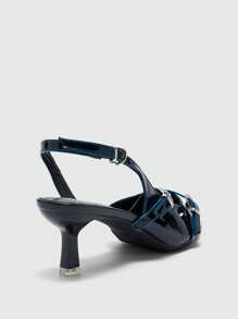 CUCCOO BIZCHIC Women's Pointed Toe Slingback Pumps, Elegant Solid Black Color - Royal Blue - View 8