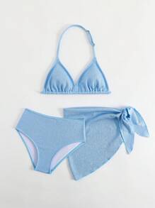 3 件套 Tween 女孩泳衣套装，白色特殊面料，时尚休闲优雅设计，适合游泳、度假、夏季