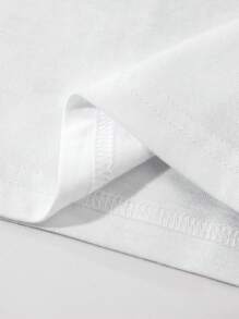 INAWLY Plus Size Plain Short Sleeve Round Neck T-Shirt, Simple And Fashionable For Summer - White - View 5