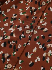 SHEIN LUNE Quần áo mùa hè cỡ lớn cho nữ, váy dài họa tiết da báo nhỏ có nút trang trí ở giữa phía trước, quần áo mùa hè - Rỉ Nâu - Xem 6