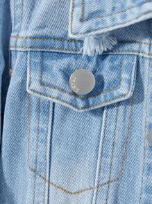 SHEIN Playful Pals Baby Boys Denim Jacket, Distressed Washed Loose Fit Casual Denim Outerwear - Light Wash - View 7