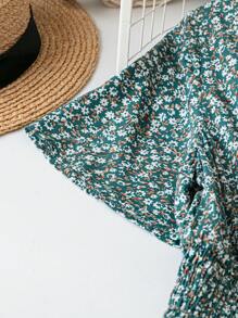 EMERY ROSE Women's Casual Short Sleeve Printed Dress, Random Design Maxi Women Outfit - Green - View 3