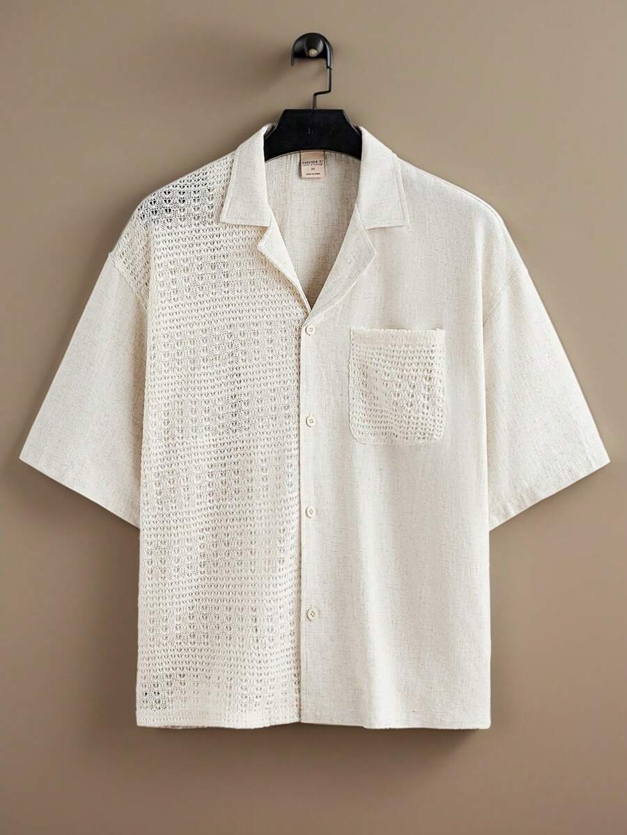 Forever 21 Men Solid Shirt, Boho , Vacation , Plain - Apricot - View 1