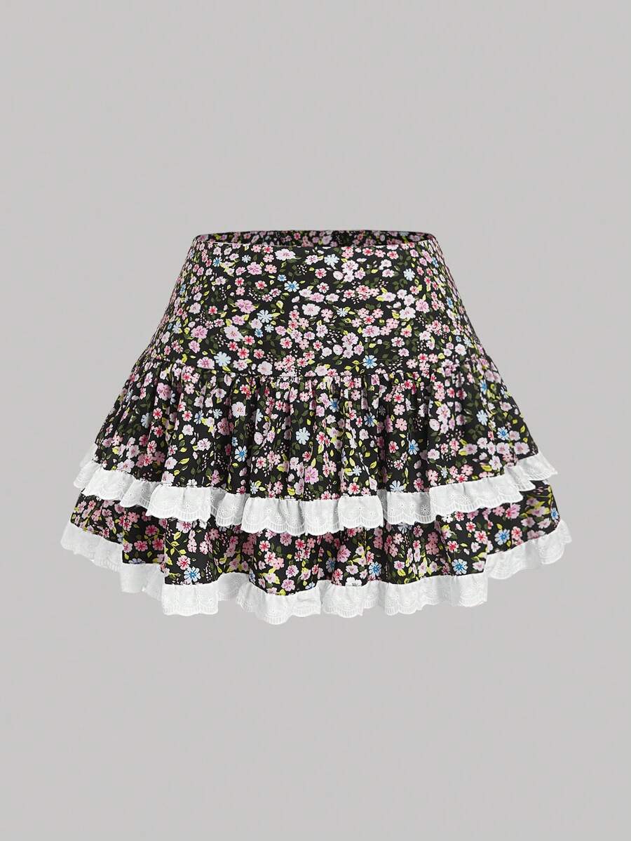 SHEIN MOD Váy ren trắng chắp vá họa tiết hoa cỡ lớn cho nữ - Nhiều màu - Xem 1