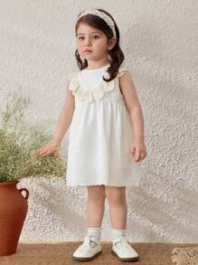 Blossori Vestido elegante francés con acabado de encaje blanco para niñas pequeñas, para primavera/verano - Blanco - Ver 7
