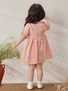 Blossori 女婴春夏橙色格子衬衫裙 - 彩色 - 查看 2