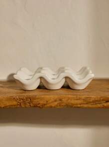 Cirelle 1 pieza Bandeja de cerámica con 6 cavidades, rejilla para huevos, organizador de huevos de cerámica, caja de almacenamiento, estante decorativo, vajilla, apto para refrigeradores, encimeras, exhibición en cocinas