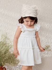 Blossori Baby Girls Summer Casual Embroidered Ruffle Hem Dress